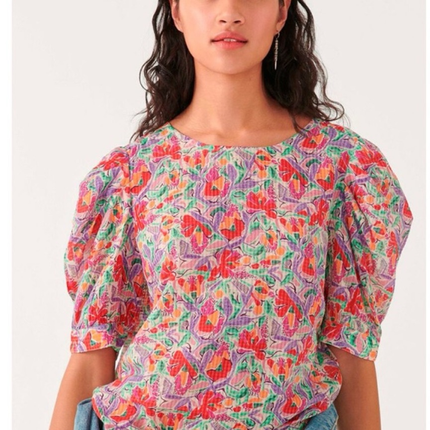 Ba&Sh Amael Colorful Floral Open Back Blouse - Size M - Like New!
